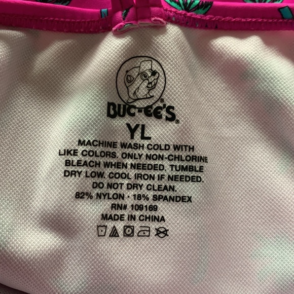Buc-ees Girls One Piece Swimsuit Hot Pink Palm Tree Size Youth Large Tropical - Picture 7 of 7